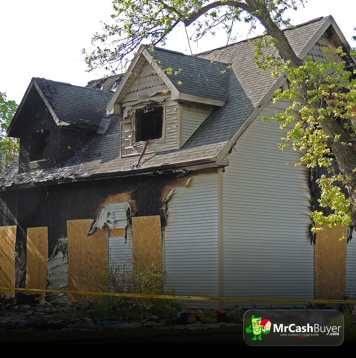 Fire damaged house